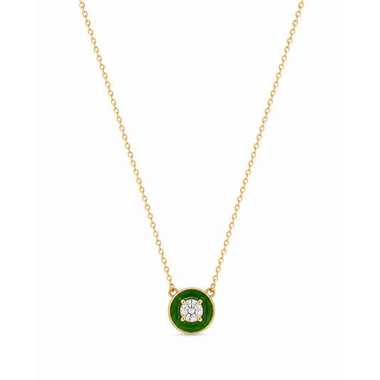 Green CZ Sterling Silver Pendant Chain