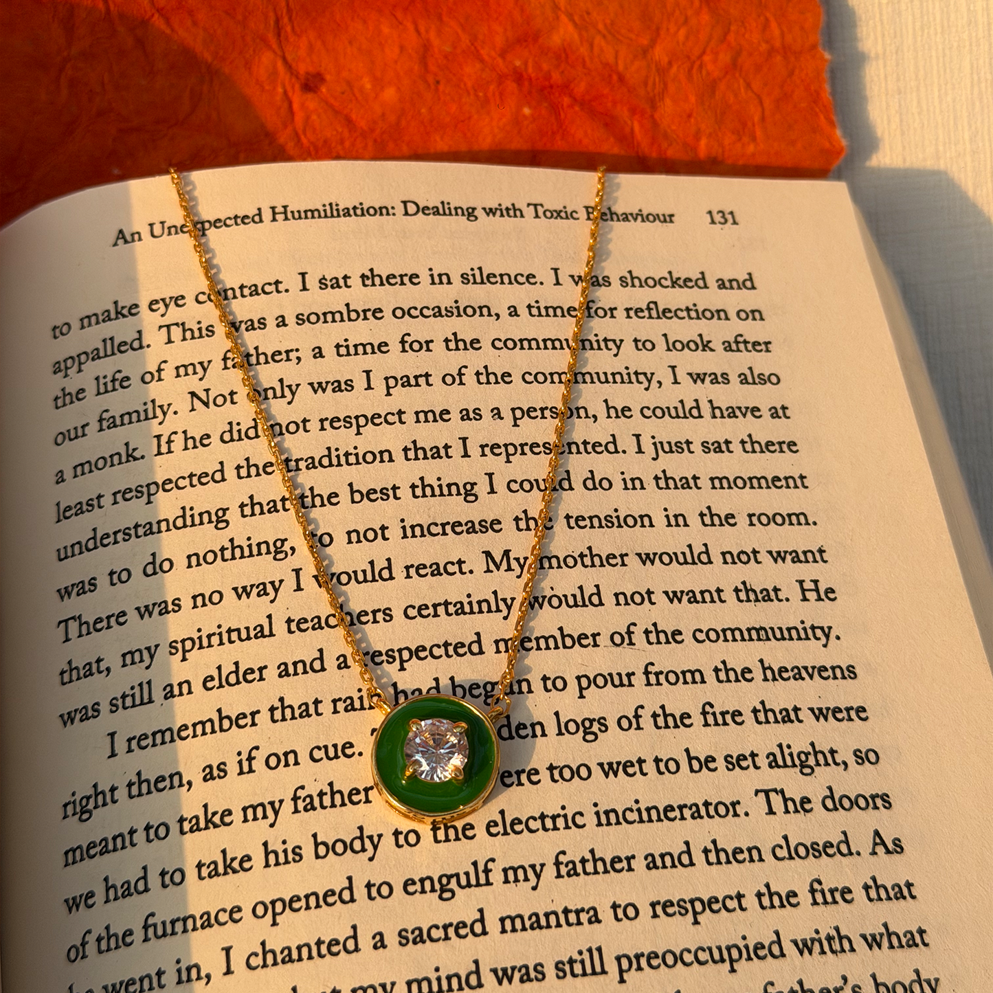 Green CZ Sterling Silver Pendant Chain