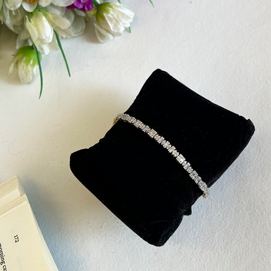 Geometric Mosaic Block Pattern Sterling Silver Statement Chain