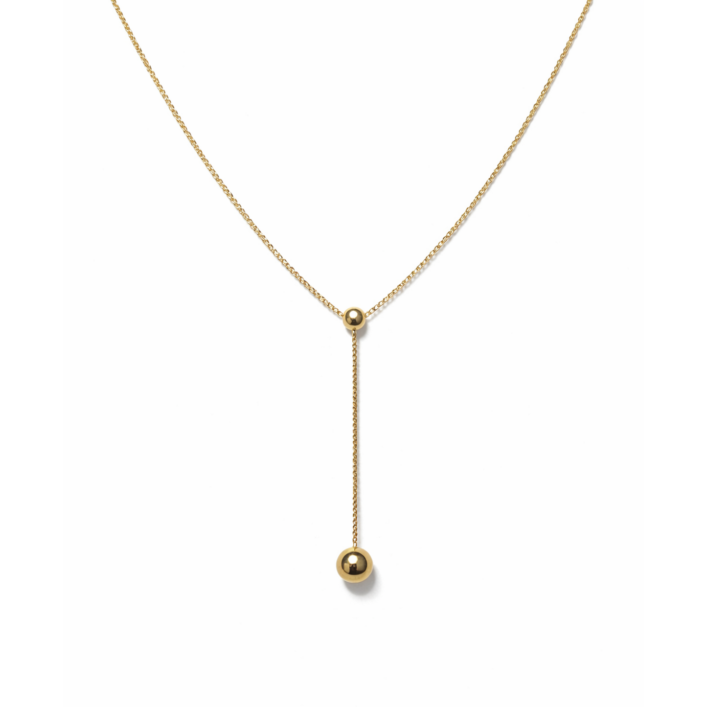 Gold Bead Drop Necklace in Sterling Silver