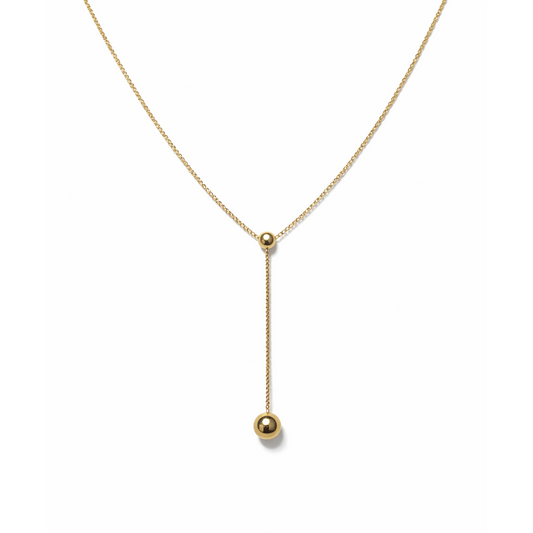 Gold Bead Drop Necklace in Sterling Silver