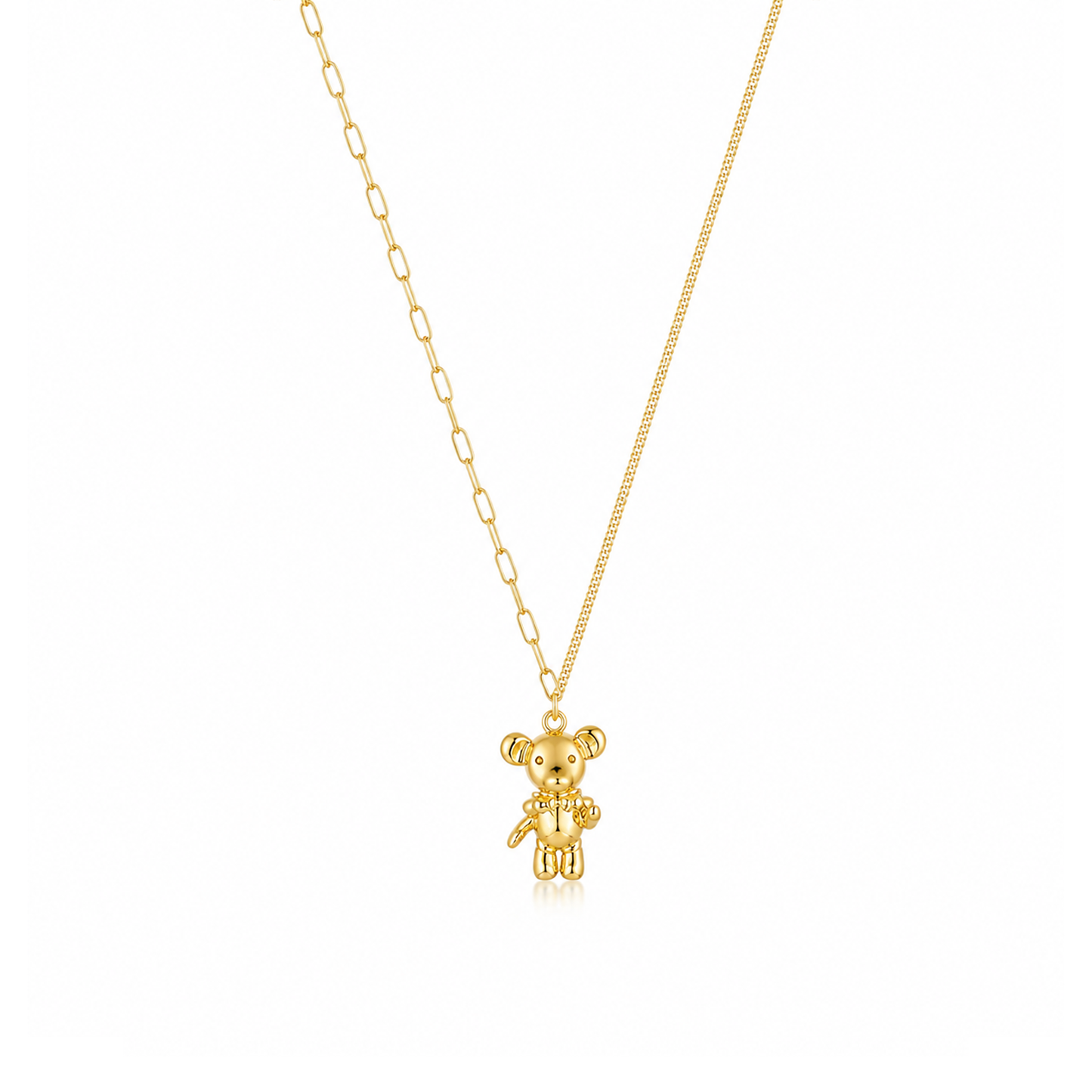 Gold Teddy Bear Pendant Chain Necklace
