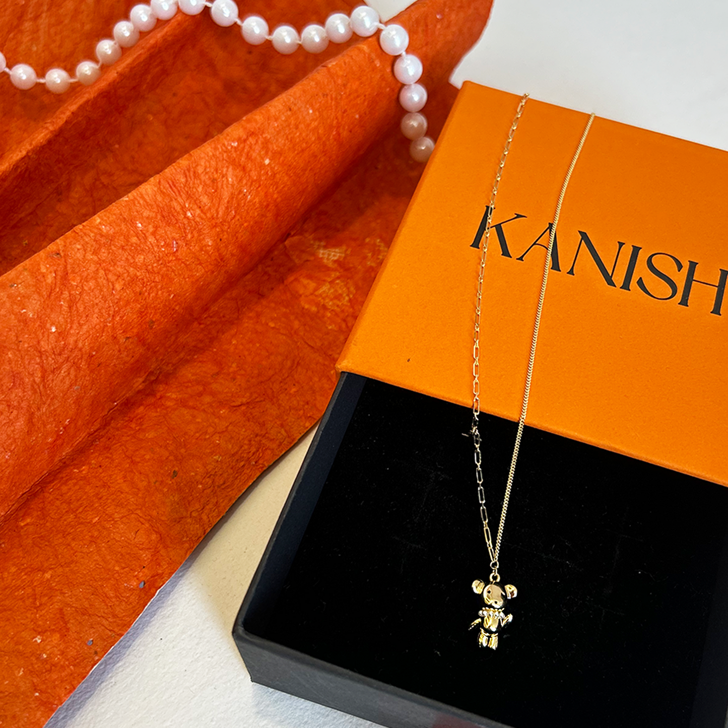 Gold Teddy Bear Pendant Chain Necklace