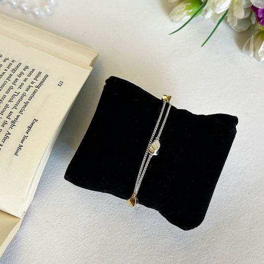 Horizon Two-Tone Block Layered Bracelet