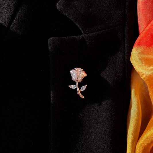 Luxury Floral Motif Rose Gold Plated Flower Lapel Pin