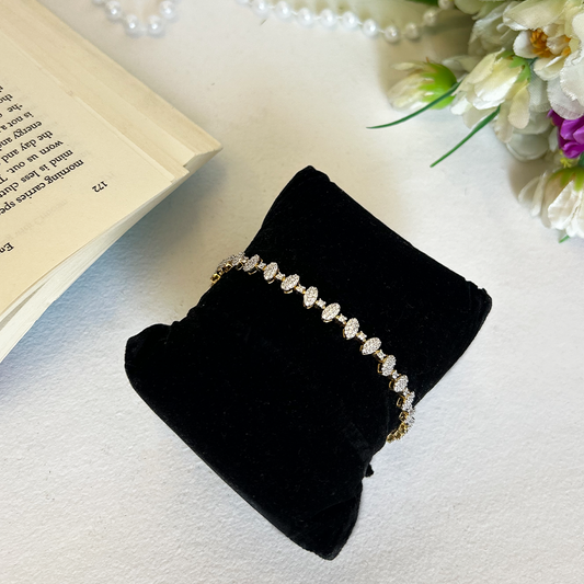 Marquise Pave Cluster Gold Tennis Bracelet