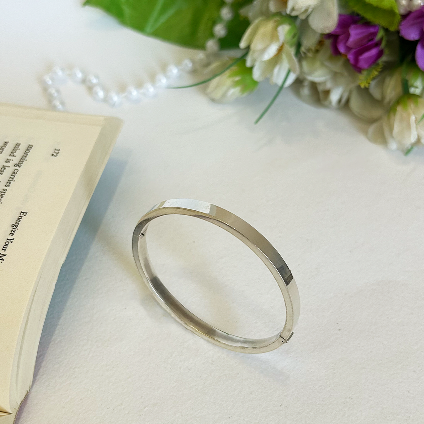 Minimalist Flat Band Sterling Silver Structured Bracelet