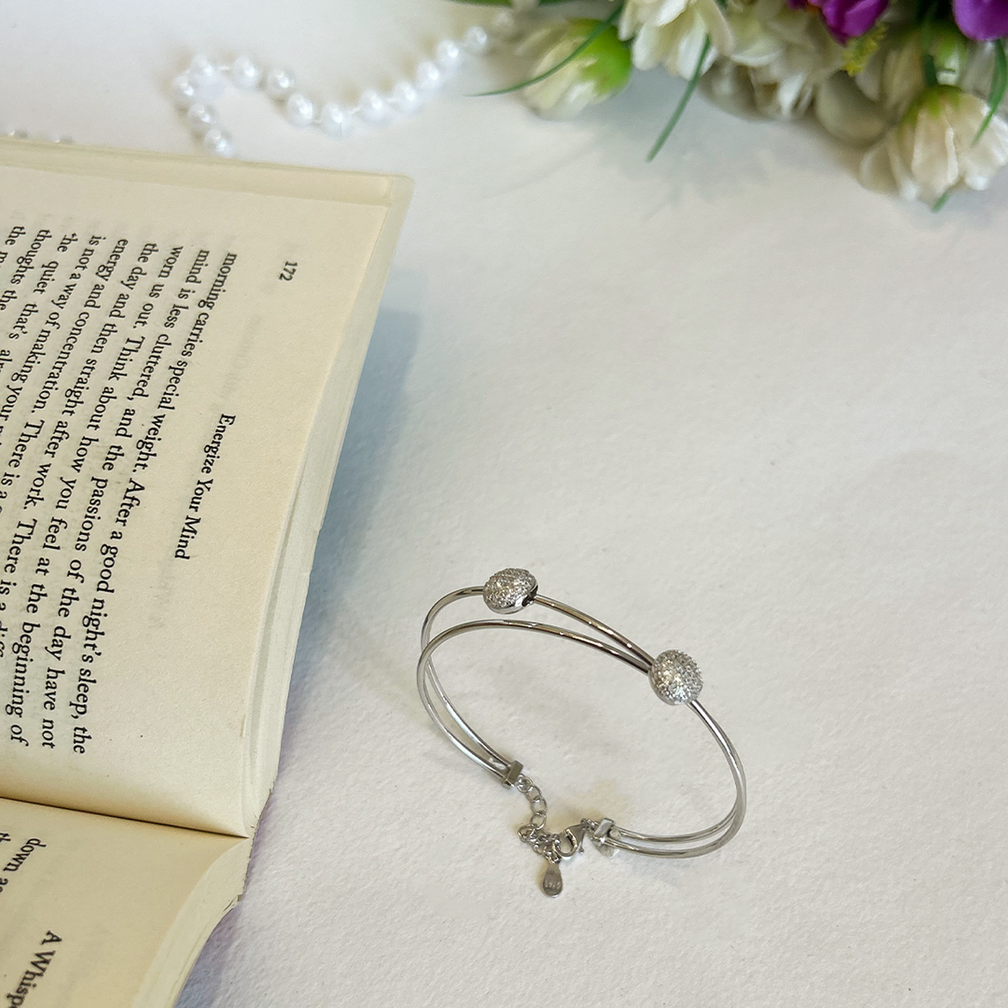 Pave Cz Round Double Wire Bangle