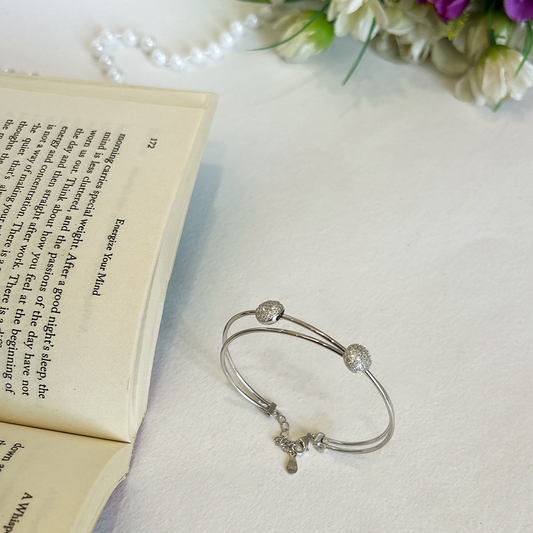Pave Cz Round Double Wire Bangle