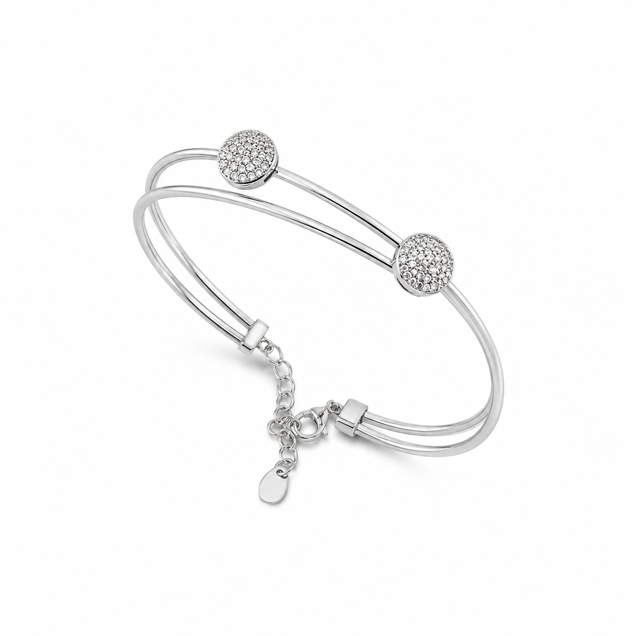 Pave Cz Round Double Wire Bangle