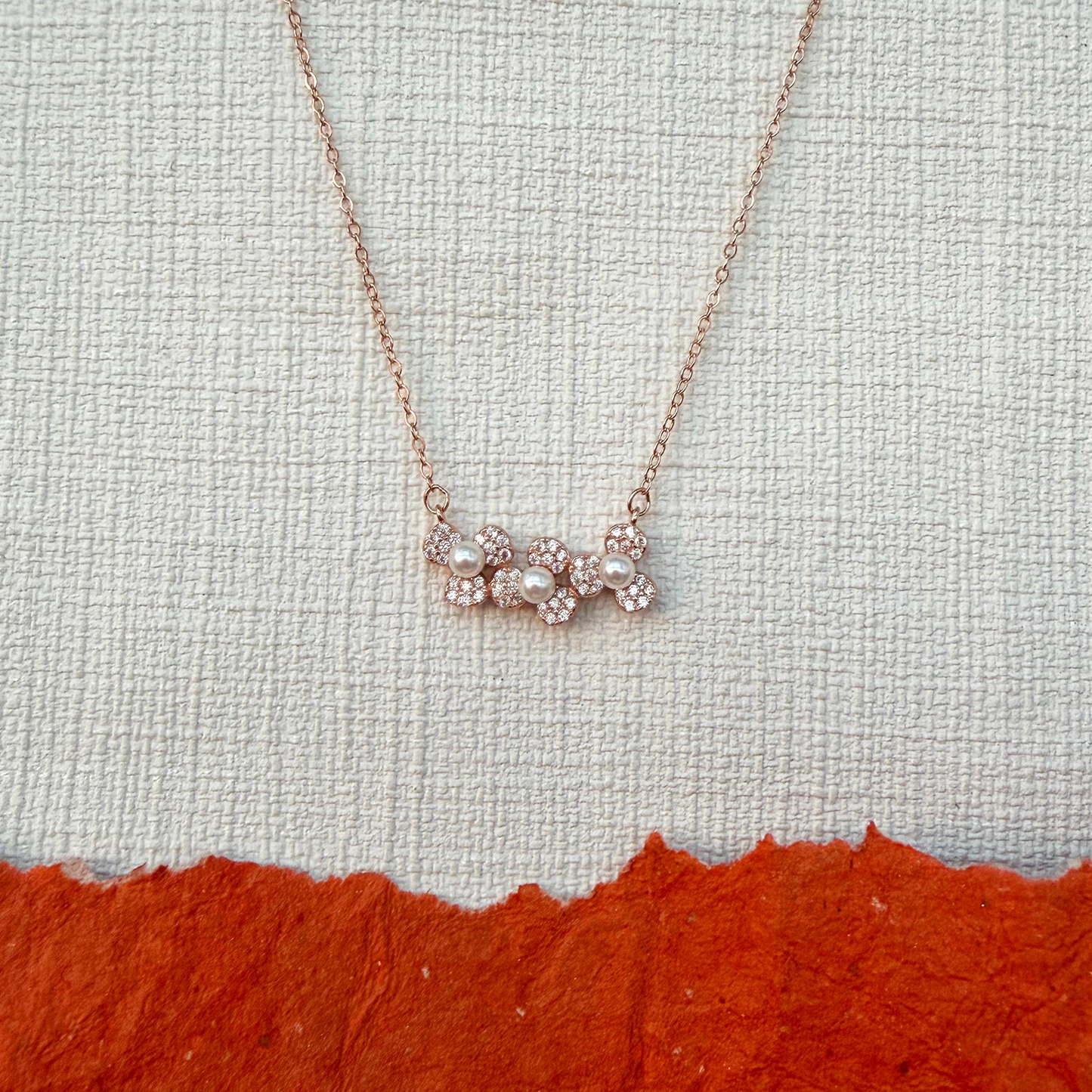 Pearl Blossom Cz Sterling Silver Necklace