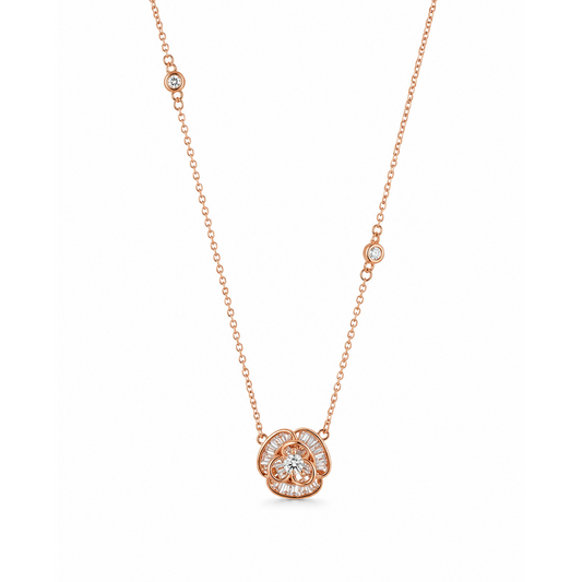 Rose Gold Crystal Flower Necklace
