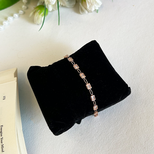 Rose Gold Plated Alternating Geometric Link Bracelet
