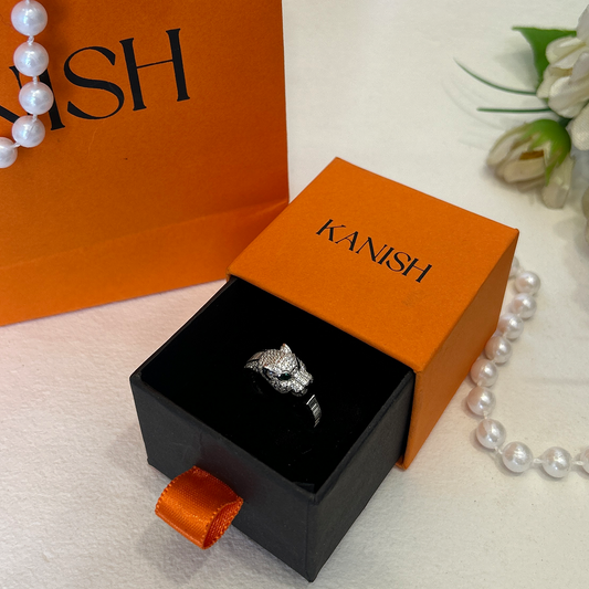 Sculpted Panther Cz Pave Open Bypass Ring