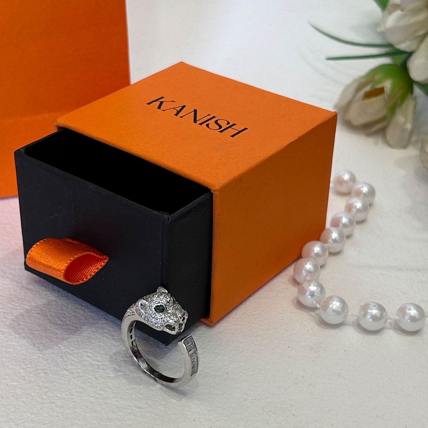 Sculpted Panther Cz Pave Open Bypass Ring