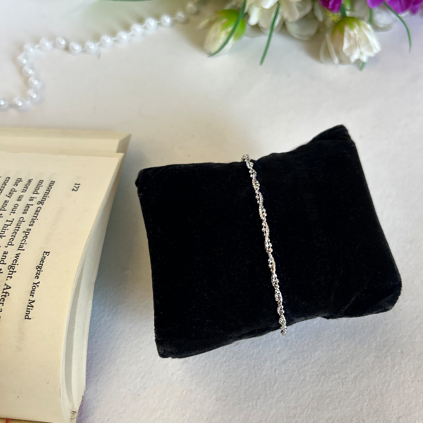 Silver Diamond-Cut Twisted Rope Chain Bracelet