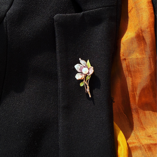 Symphony Silk Magnolia Pearl Statement Pin