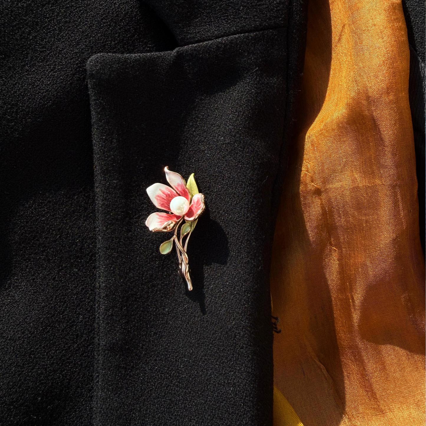 Symphony Silk Magnolia Pearl Statement Pin