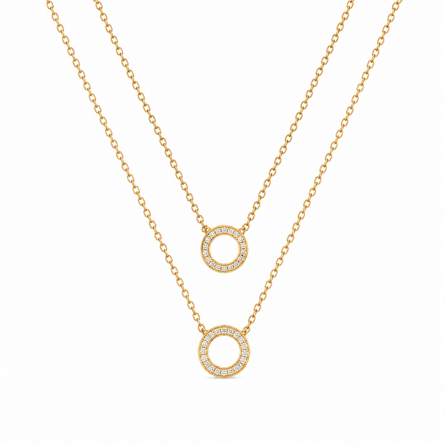 Twin Halo Layered Necklace