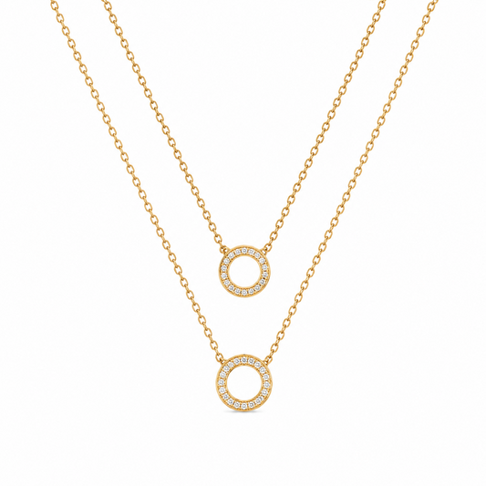 Twin Halo Layered Necklace