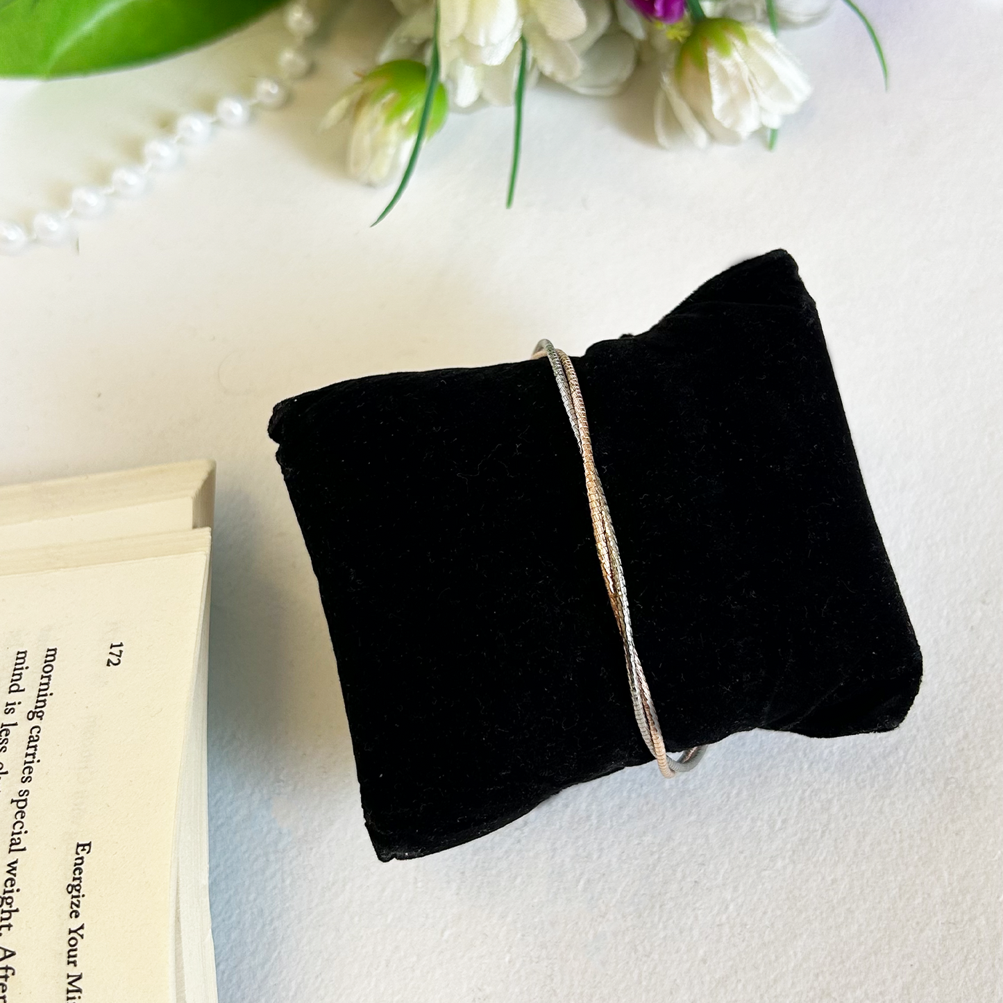 Two-Tone Twisted Cross-Over Cz Pave Hinge Bracelet