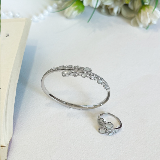 Vintage Filigree Teardrop Sterling Silver Bracelet with Matching Band
