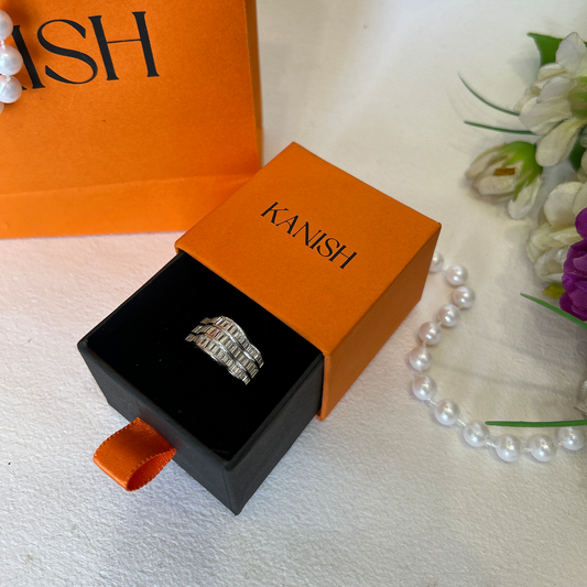 Wide Band Cz Pave Sterling Silver Ring