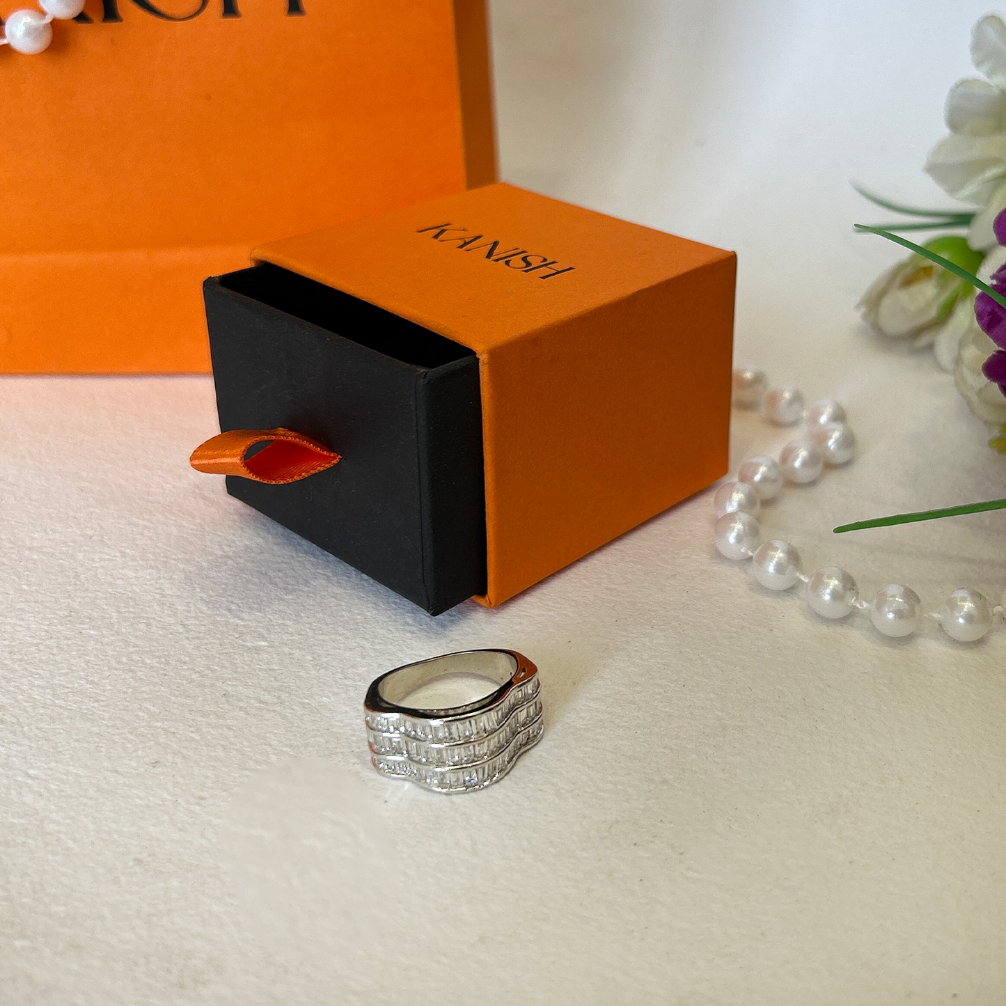 Wide Band Cz Pave Sterling Silver Ring