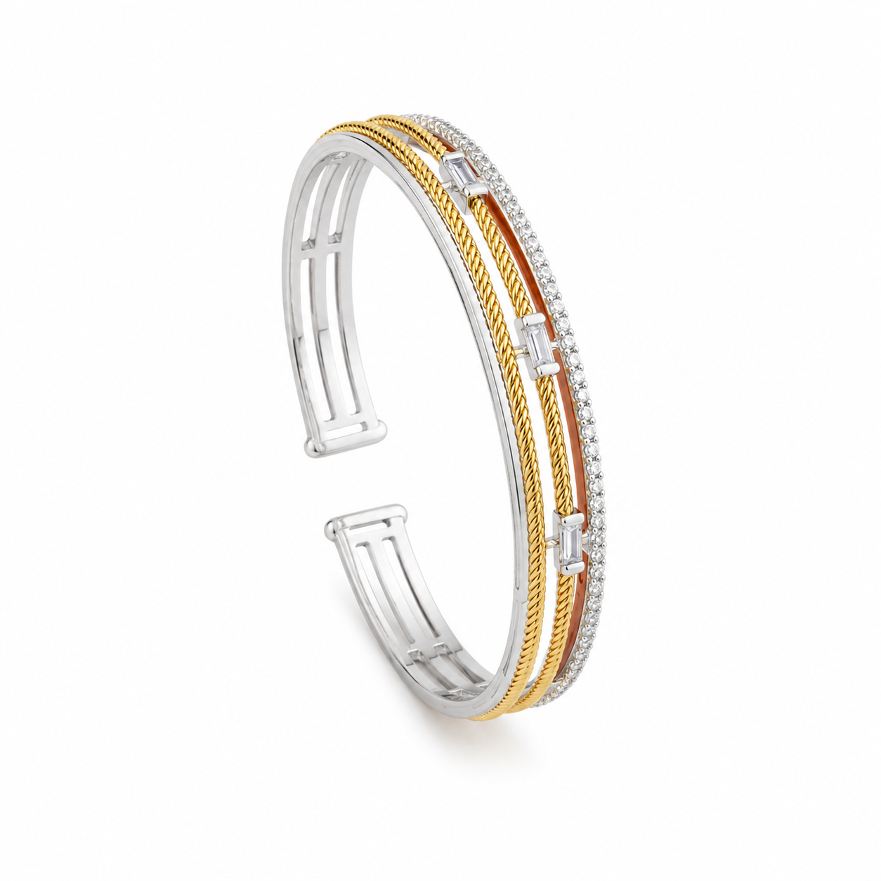 Round Multi-Band Sterling Silver Bracelet