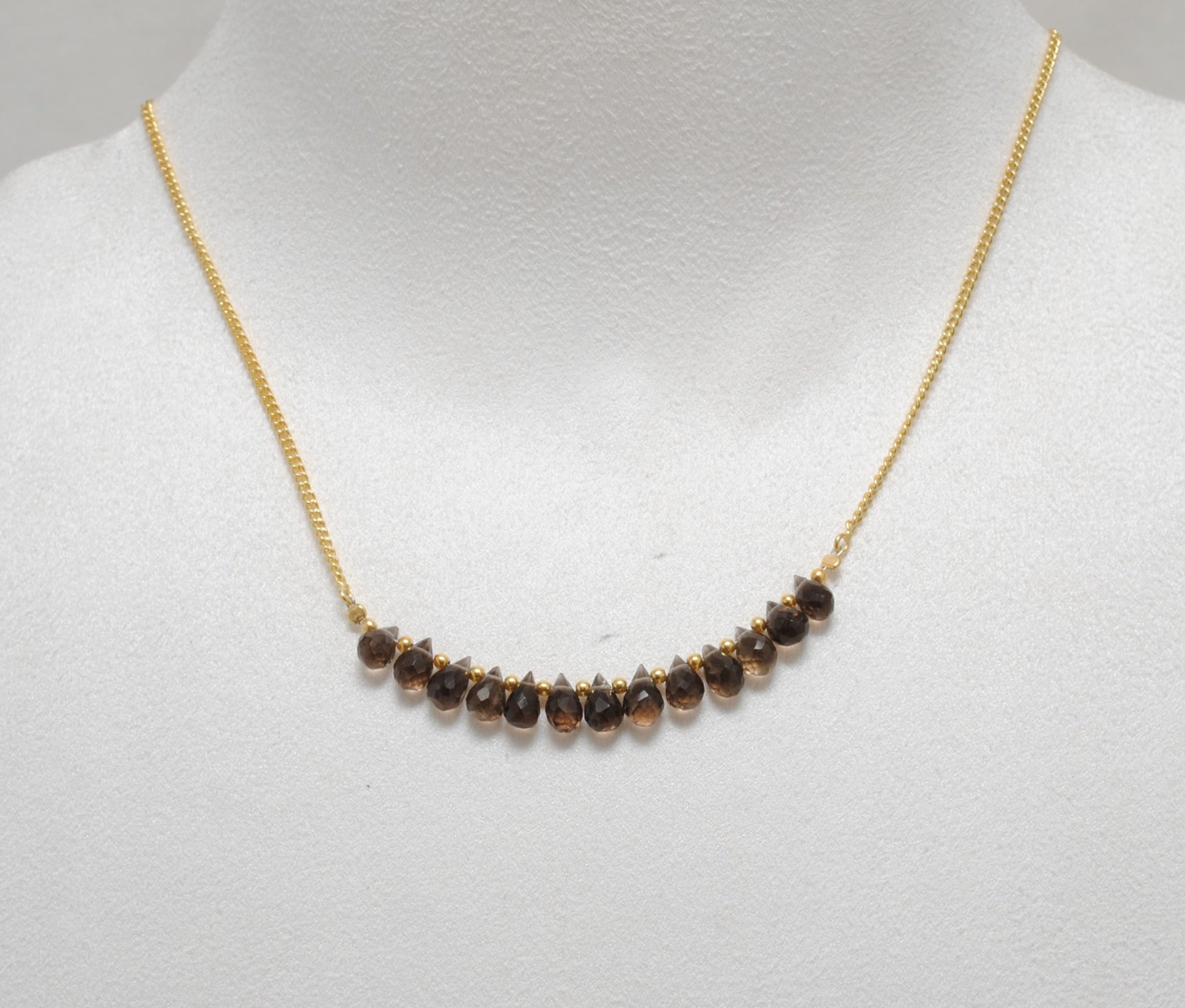 Kanish 925 Sterling Silver Natural Smoky Quartz 18" Pendant Necklace