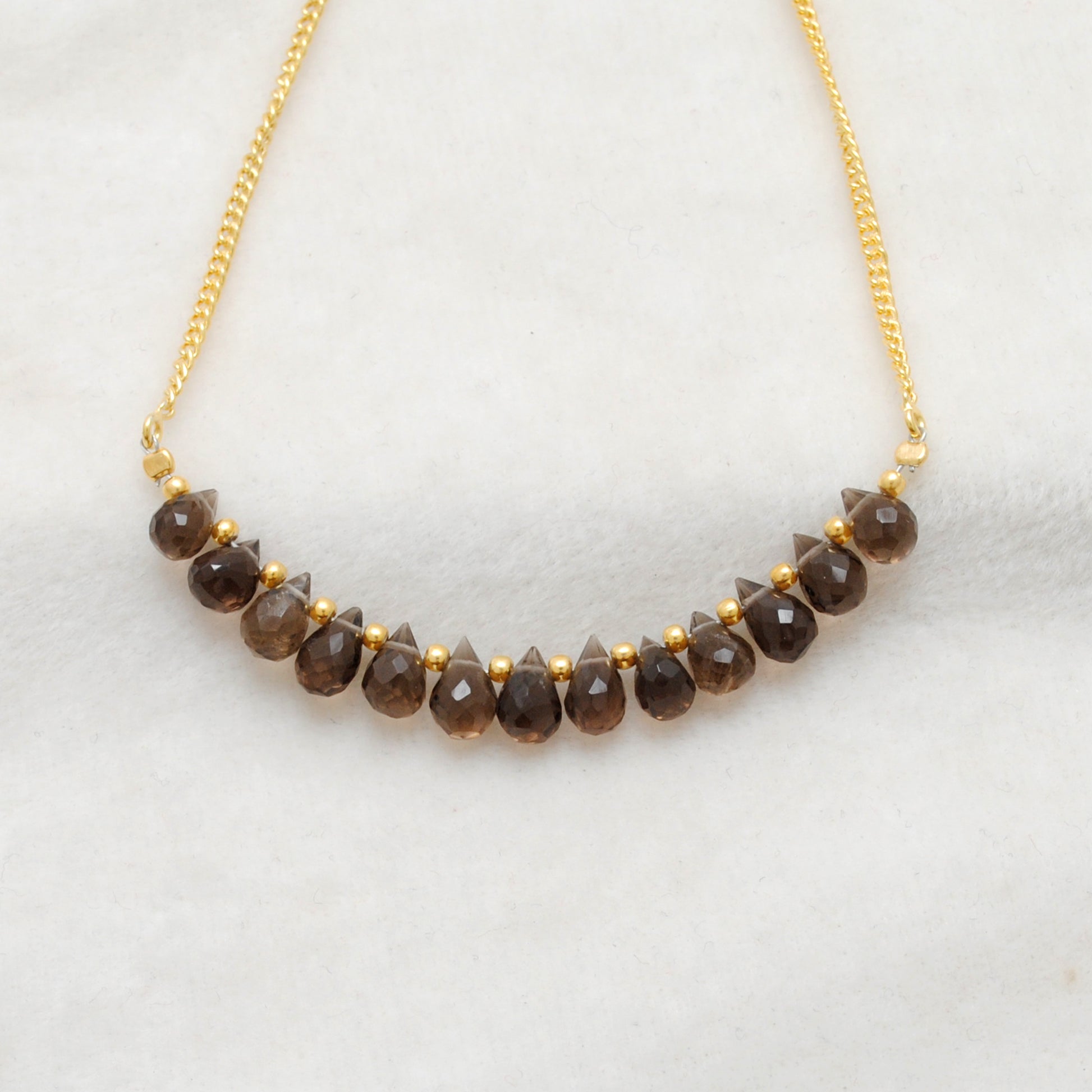 Kanish 925 Sterling Silver Natural Smoky Quartz 18" Pendant Necklace