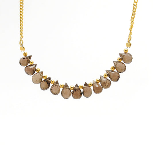 Kanish 925 Sterling Silver Natural Smoky Quartz 18" Pendant Necklace