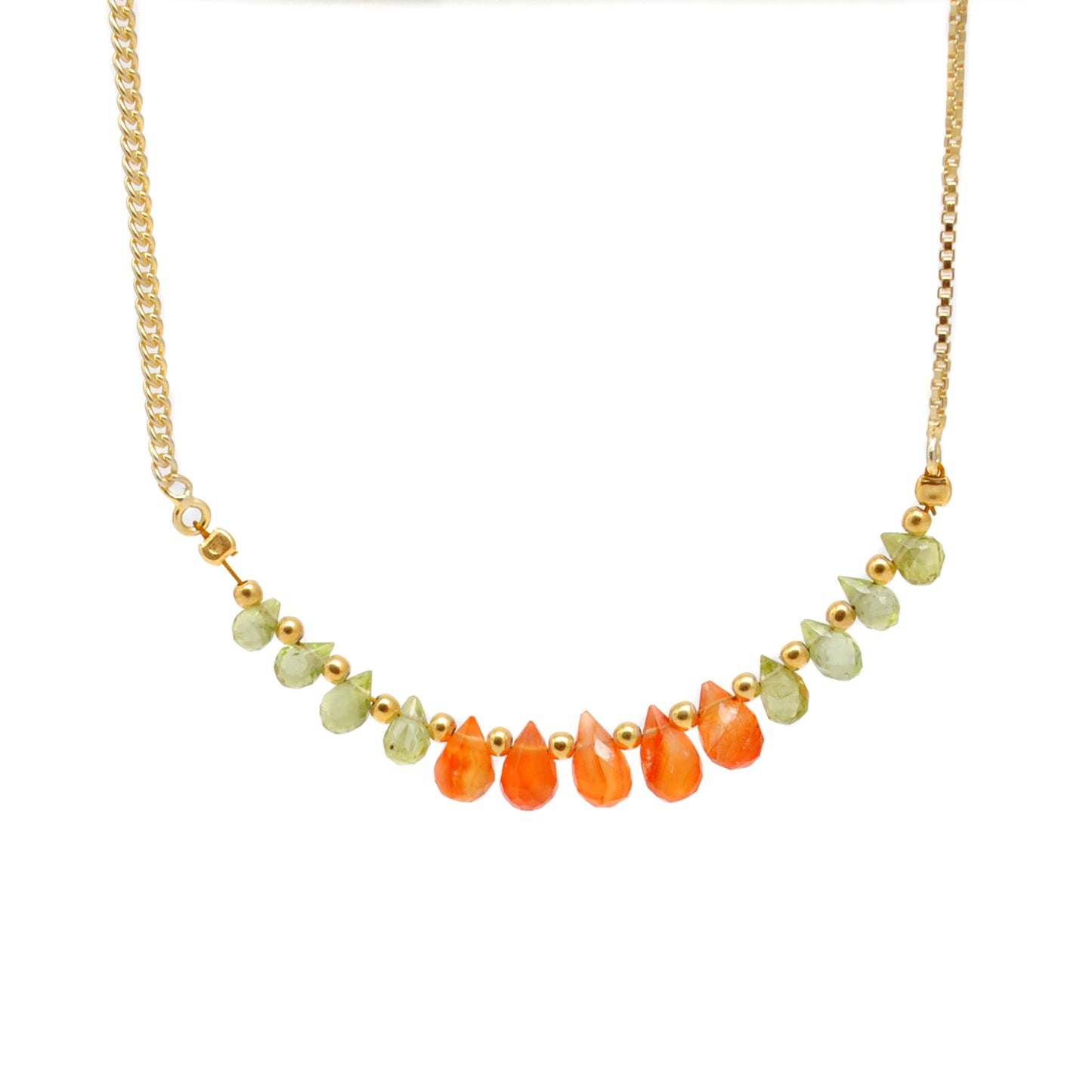 Kanish 925 Sterling Silver Carnelian & Peridot 18" Gold-Plated Necklace