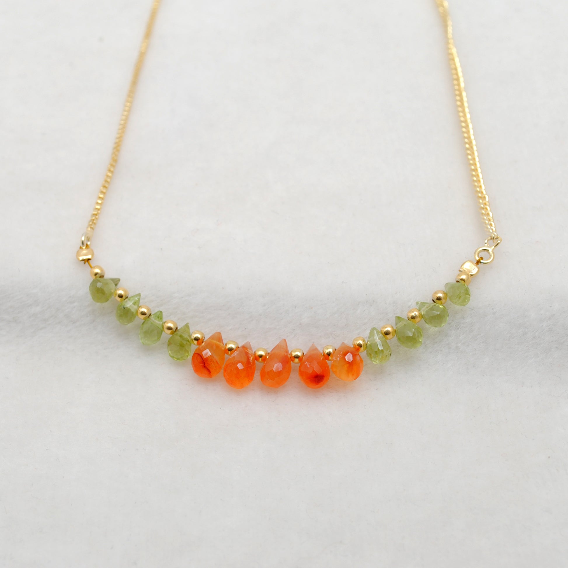 Kanish 925 Sterling Silver Carnelian & Peridot 18" Gold-Plated Necklace