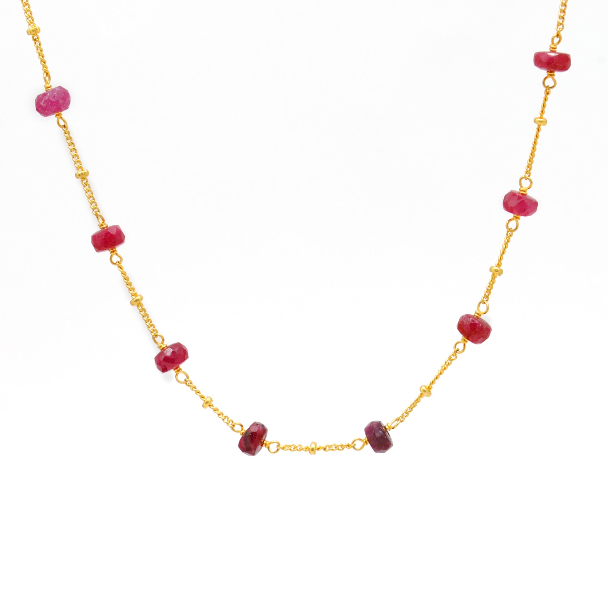 Kanish 925 Sterling Silver Multi-Sapphire 19" Gold-Plated Necklace
