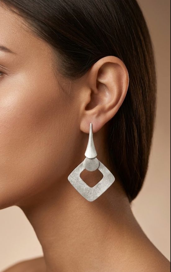 Brushed Finish Handmade Stud Earring