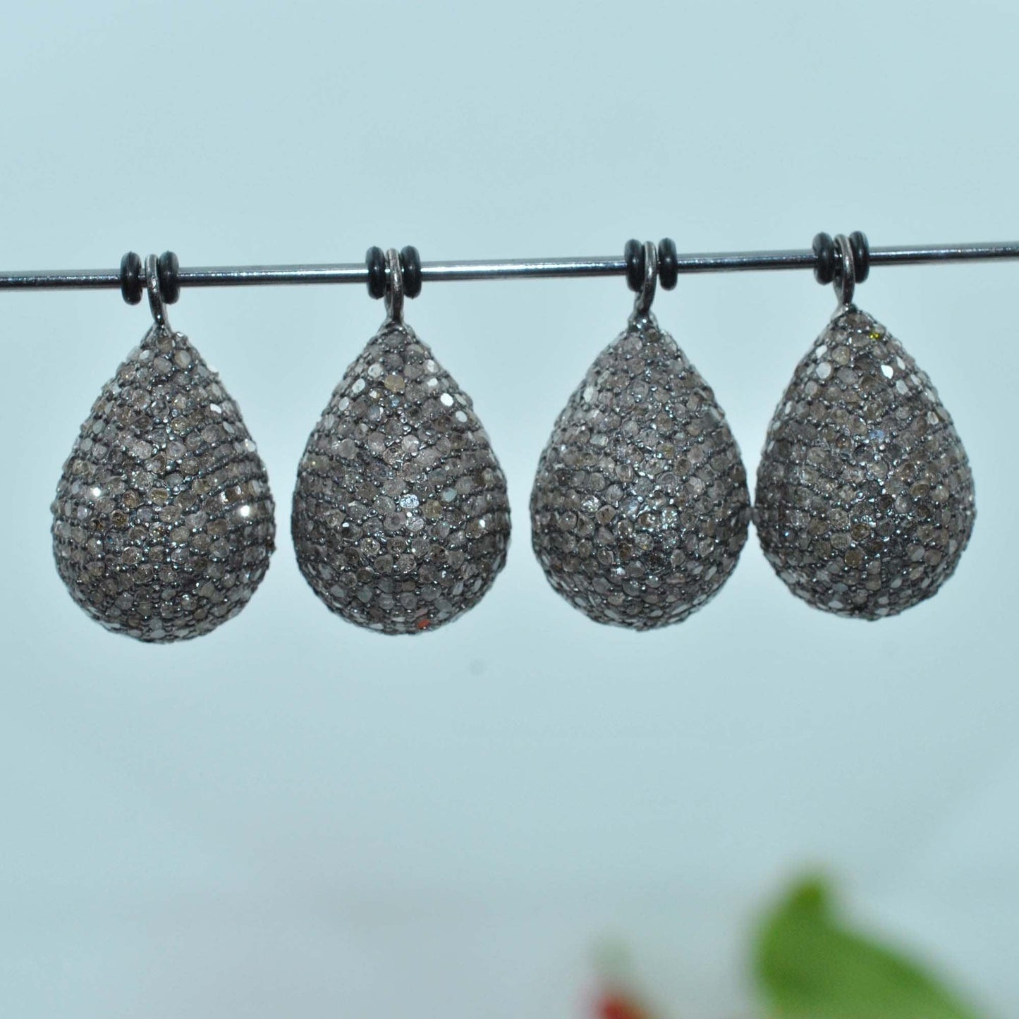 925 Sterling Silver Pave Diamond Teardrop Charm Kanish
