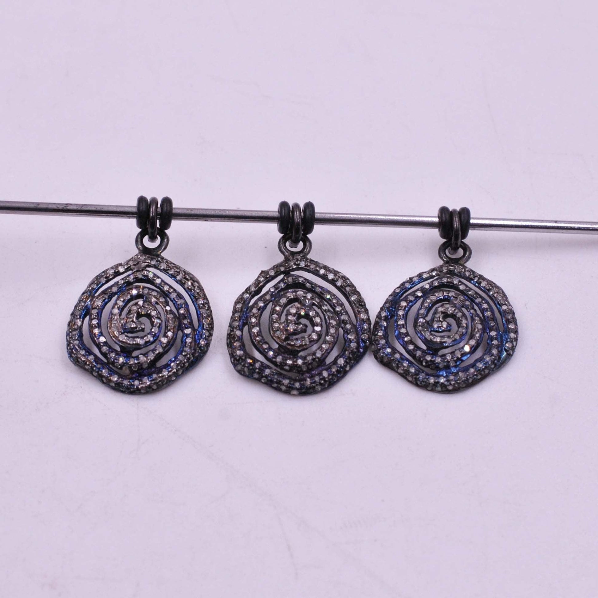 925 Sterling Silver Pave Diamond Spiral Charm Pendant Kanish