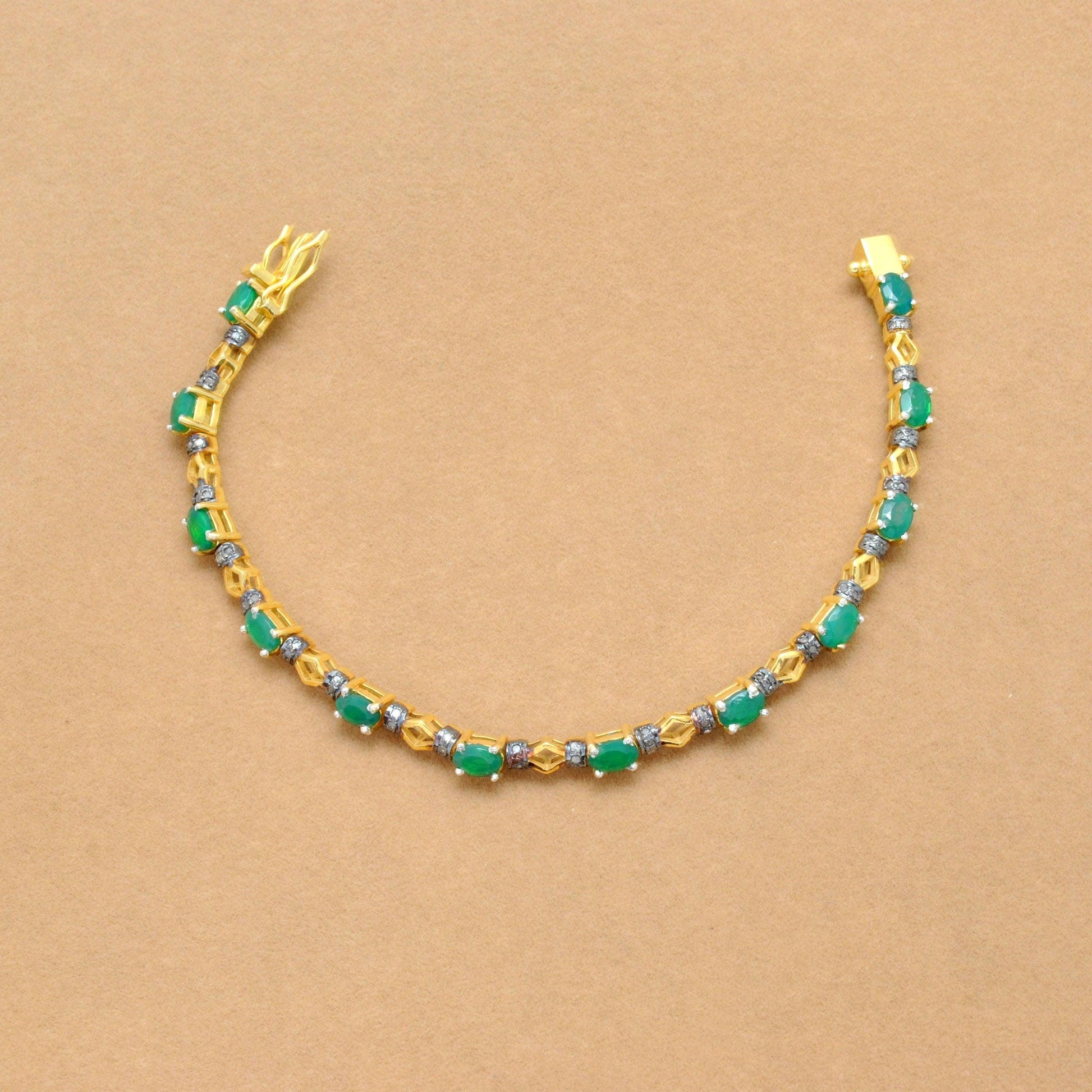 Diamond Emerald Sterling Silver Bracelet Gift For Her Kanish
