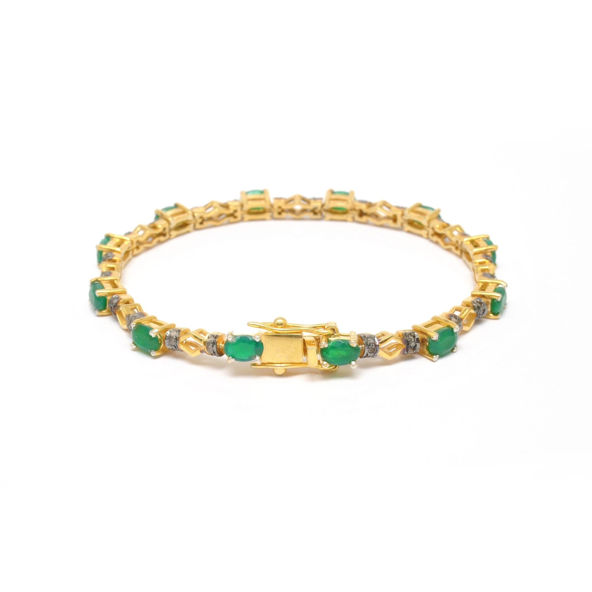 Diamond Emerald Sterling Silver Bracelet Gift For Her Kanish