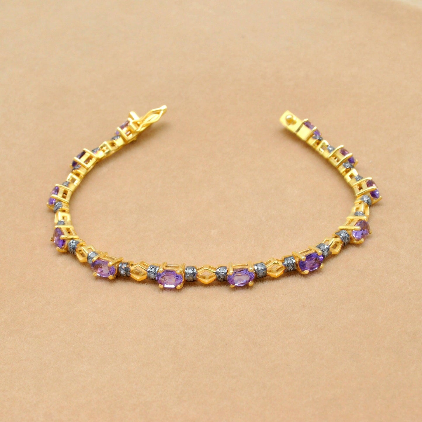Victorian Amethyst Silver Bracelet Diamond Jewelry Kanish