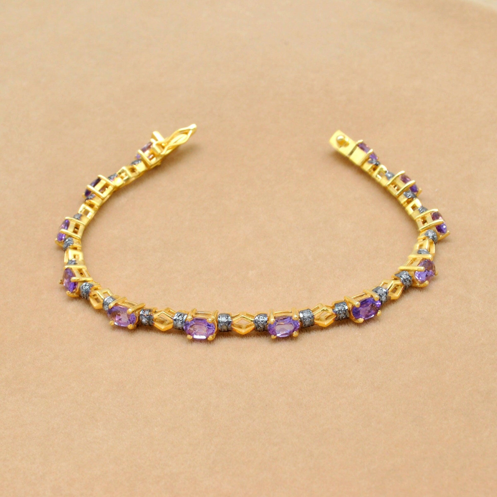 Victorian Amethyst Silver Bracelet Diamond Jewelry Kanish