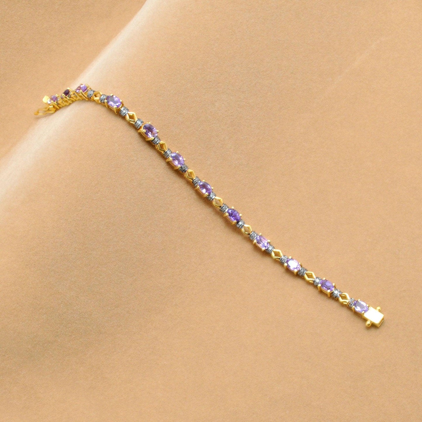 Victorian Amethyst Silver Bracelet Diamond Jewelry Kanish