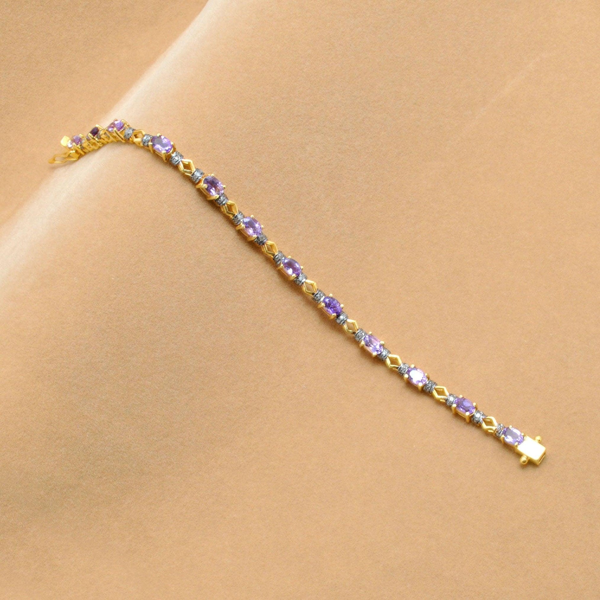 Victorian Amethyst Silver Bracelet Diamond Jewelry Kanish
