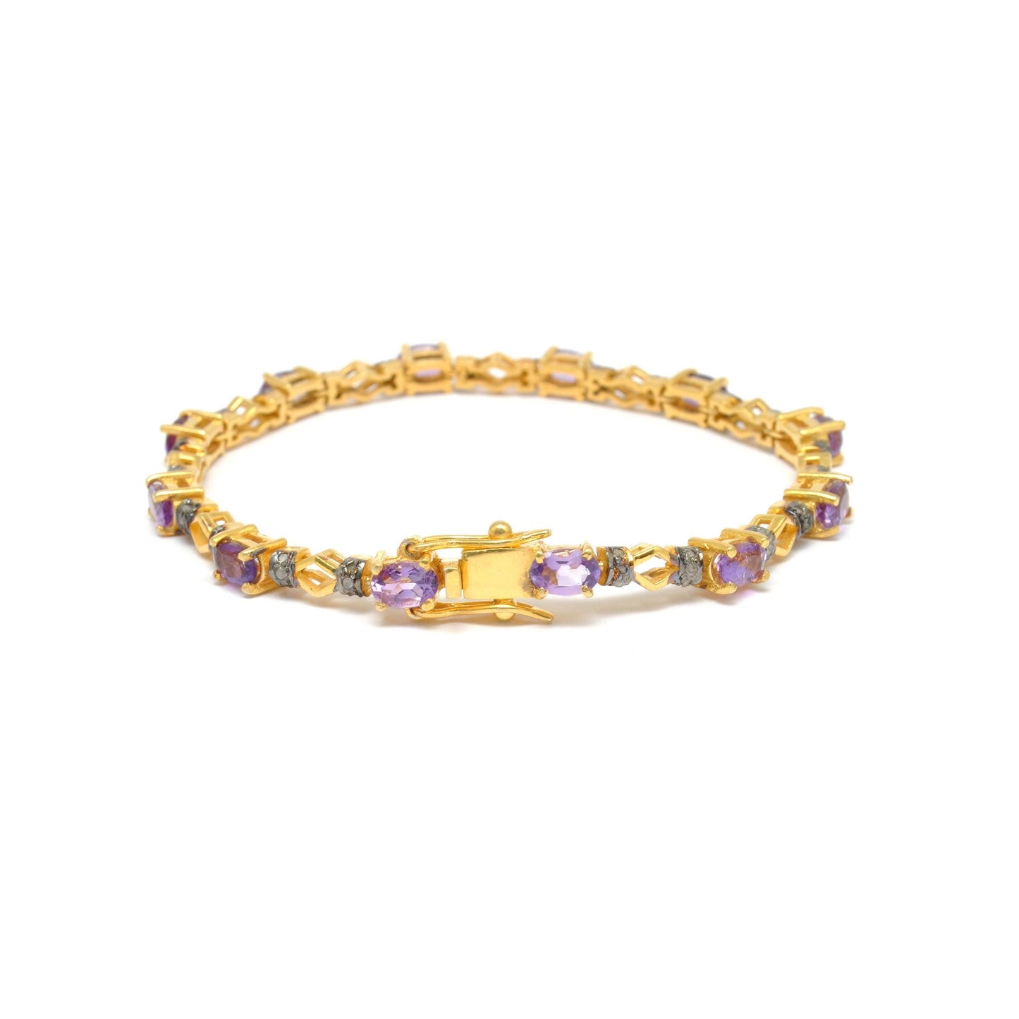 Victorian Amethyst Silver Bracelet Diamond Jewelry Kanish