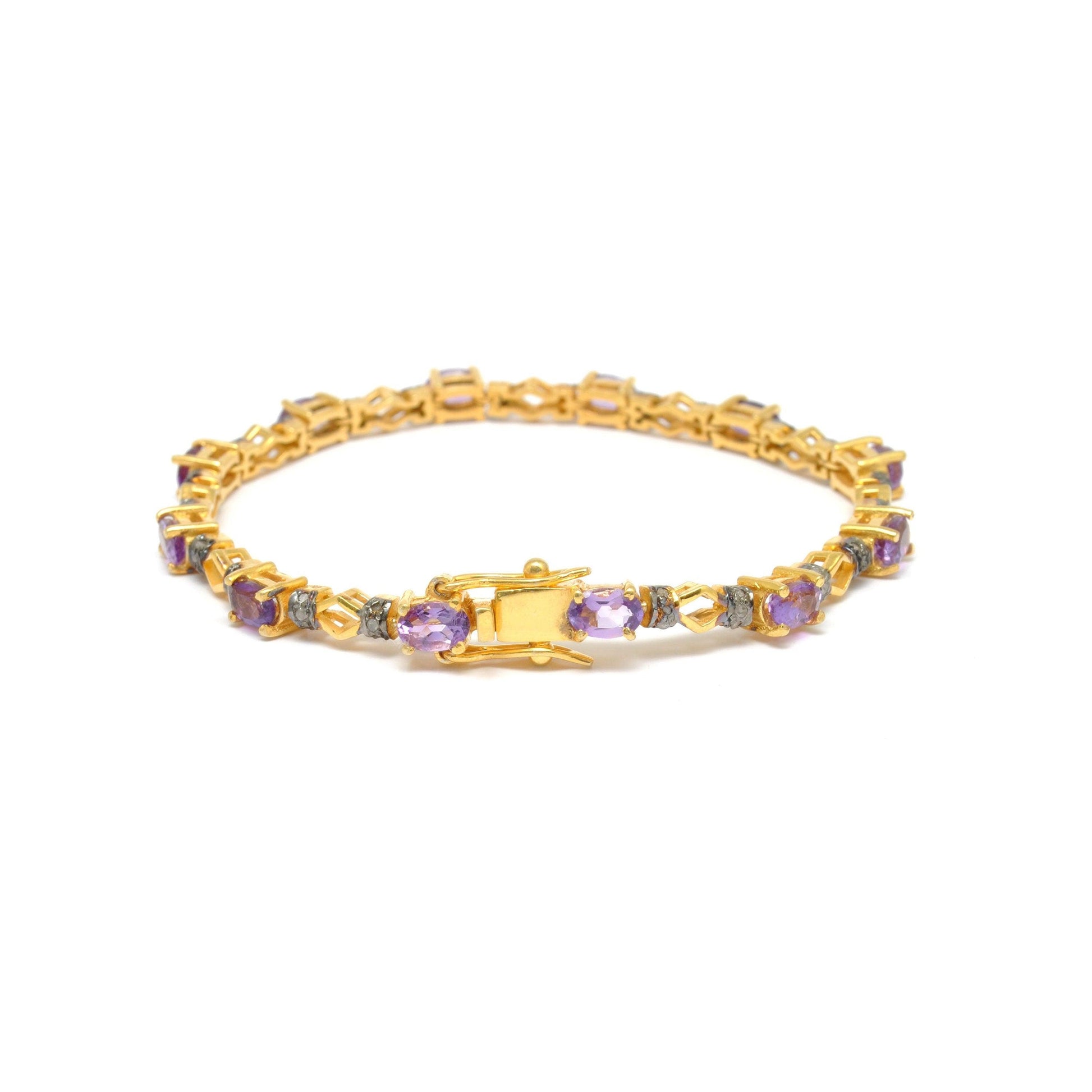 Victorian Amethyst Silver Bracelet Diamond Jewelry Kanish