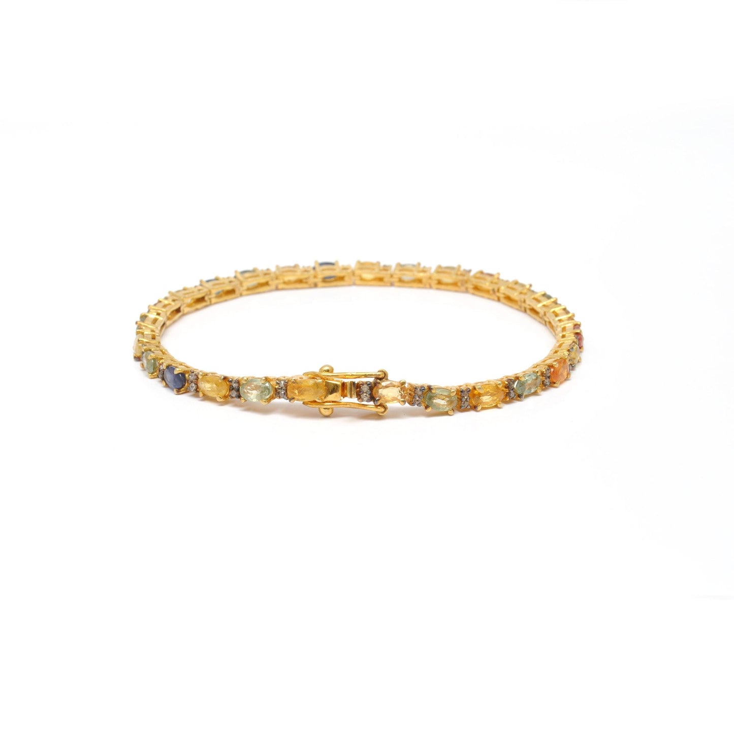 Multi Sapphire Tennis Silver Bracelet Gold Plated Jewelry Kanish