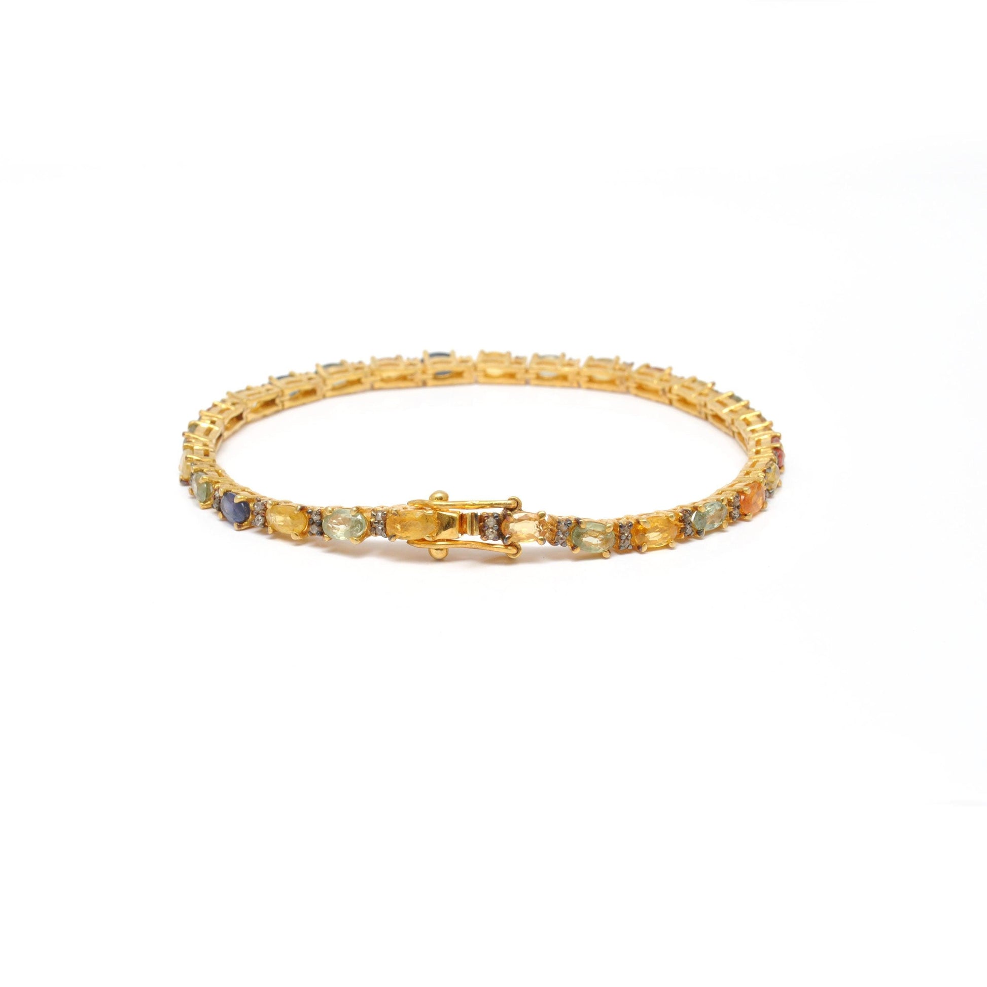 Multi Sapphire Tennis Silver Bracelet Gold Plated Jewelry Kanish
