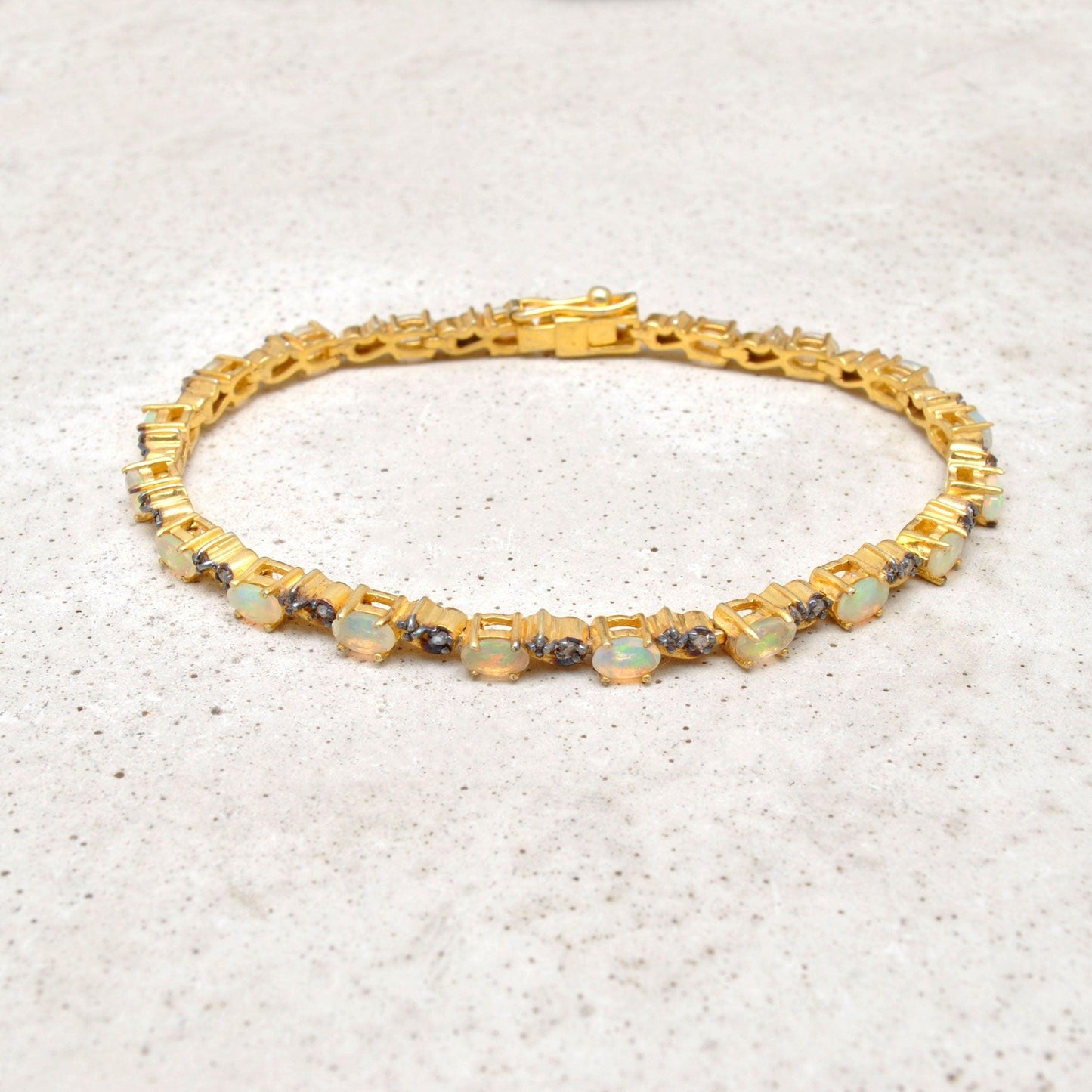Opal Diamond Tennis Bracelet Bracelet Birthstone Jewelry Kanish
