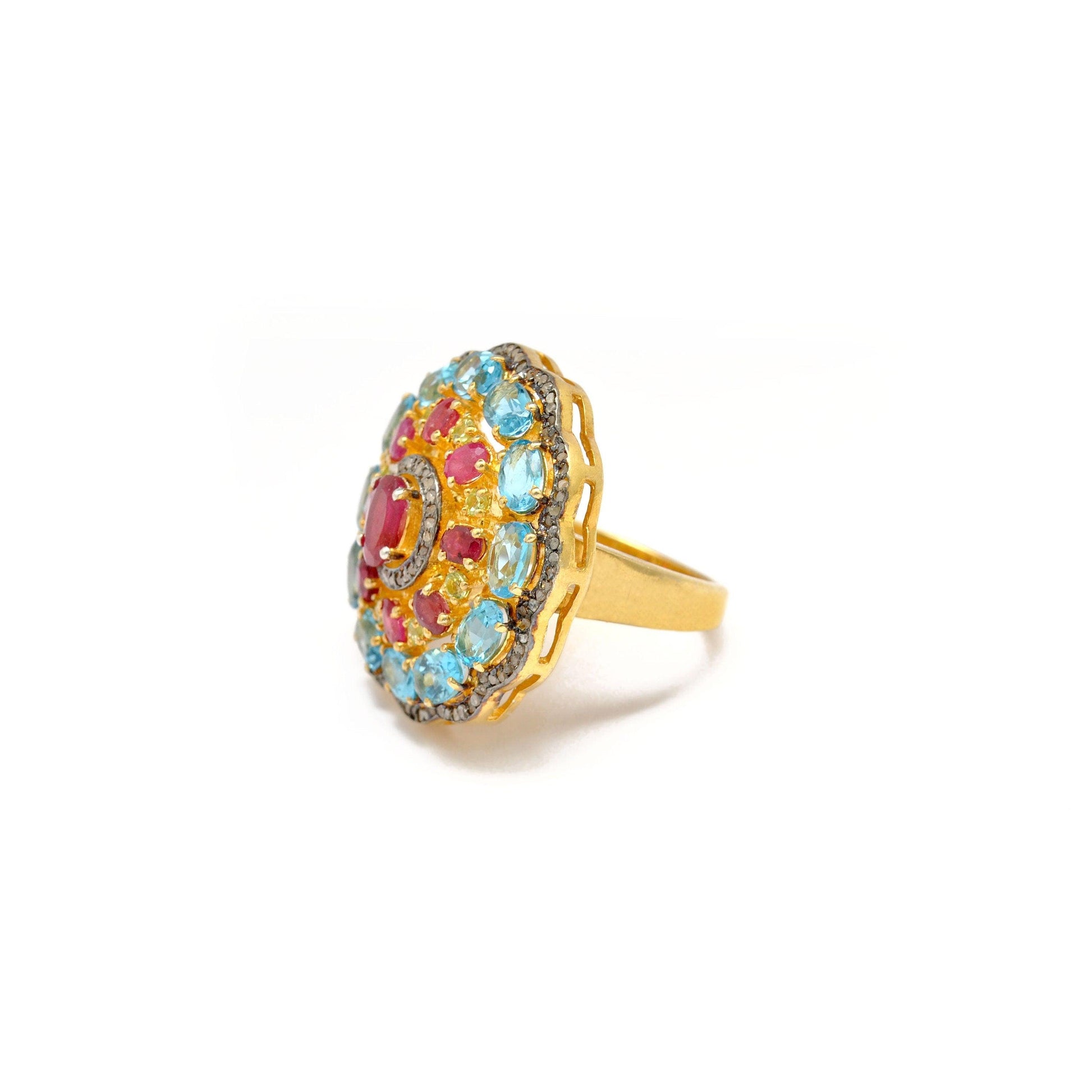 Victorian Ruby Ring Blue Topaz Jewelry Kanish